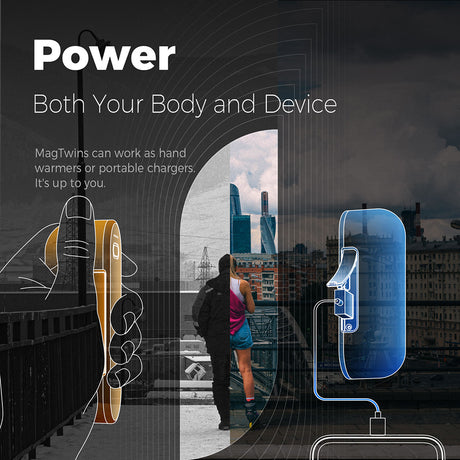 Ocoopa Hand Warmer UT2s (UT2S-GY), Type-C, with Power Bank, Electric, Magnetic Design, MagTwins, 2x 5000mAh, Gri