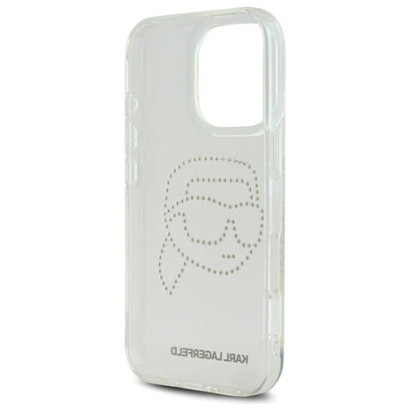Husa de protectie Karl Lagerfeld IML Rhinestones (KLHCP16XHKHDCELT) compatibil cu iPhone 16 Pro Max, Transparent Karl Head