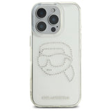 Husa de protectie Karl Lagerfeld IML Rhinestones (KLHCP16XHKHDCELT) compatibil cu iPhone 16 Pro Max, Transparent Karl Head