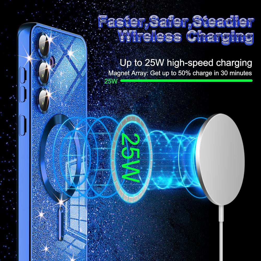 Husa de protectie Techsuit Luxury Glitter MagSafe compatibil cu Samsung Galaxy S25, Roșu