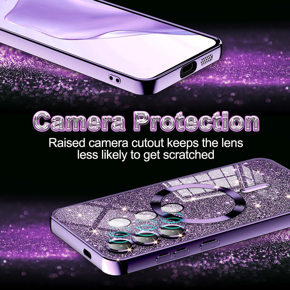 Husa de protectie Techsuit Luxury Glitter MagSafe compatibil cu Samsung Galaxy S25, Roșu