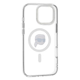 Husa de protectie Karl Lagerfeld IML MagSafe (KLHMP16LHLSKIH) compatibil cu iPhone 16 Pro, Alb Metal Karl`S Head