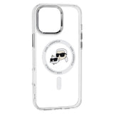 Husa de protectie Karl Lagerfeld IML MagSafe (KLHMP16LHLSKCH) compatibil cu iPhone 16 Pro, Alb Metal Karl&Choupette Head