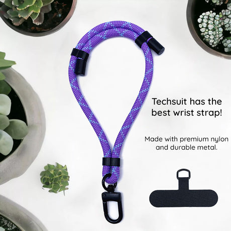 Suport Techsuit Rope Wrist Strap (RWS1-03), for Phones, Carabiner, Nylon Braided, Durable, Adjustable, Universal, Flame Orange