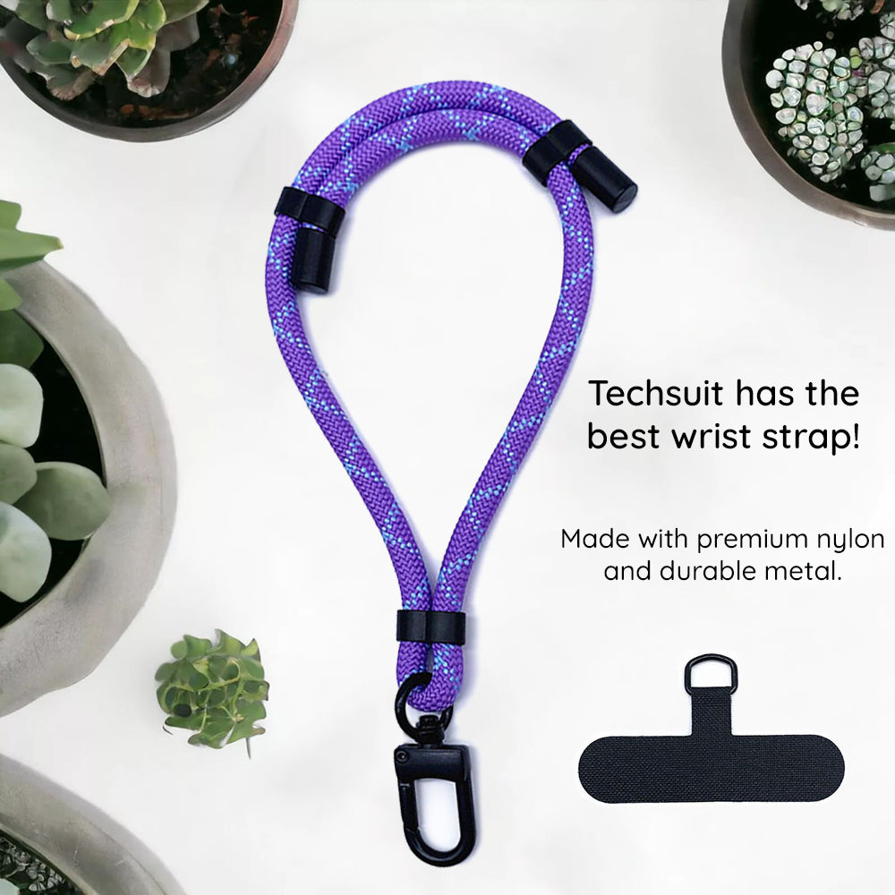 Suport Techsuit Rope Wrist Strap (RWS1-04), for Phones, Carabiner, Nylon Braided, Durable, Adjustable, Universal, Pine Forest