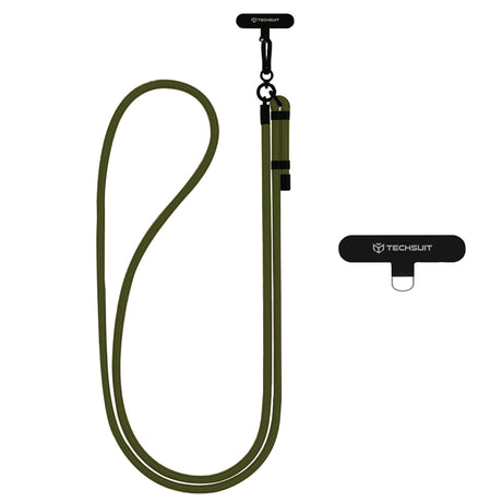 Suport Techsuit Rope Crossbody Strap (RCS1-06), for Phones, Carabiner, Nylon Braided, Durable, Adjustable, Moss Green