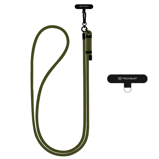Suport Techsuit Rope Crossbody Strap (RCS1-06), for Phones, Carabiner, Nylon Braided, Durable, Adjustable, Moss Green