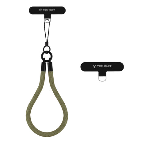 Suport Techsuit Rope Wrist Strap (RWS2-06), for Phones, with Keychain Cord, Nylon Braided, Durable, Universal, Oliv Leaf