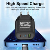 Incarcator Techsuit Premium (CHPD174), GaN, USB QC3.0, Type-C PD35W, Negru