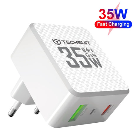 Incarcator Techsuit Premium Tiny Series (CHPD173), GaN, USB, Type-C, Fast Charge, PD35W, Alb