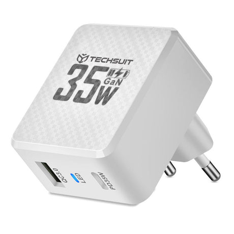 Incarcator Techsuit Premium Tiny Series (CHPD173), GaN, USB, Type-C, Fast Charge, PD35W, Alb