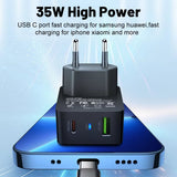 Incarcator Techsuit Premium Tiny Series (CHPD173), GaN, USB, Type-C, Fast Charge, PD35W, Alb