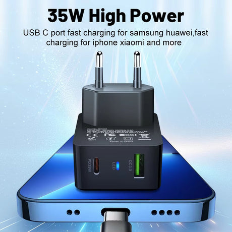 Incarcator Techsuit Premium Tiny Series (CHPD173), GaN, USB, Type-C, Fast Charge, PD35W, Negru