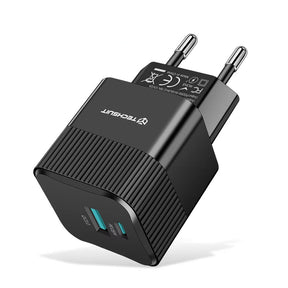 Incarcator Techsuit Premium Tiny Series (CHPD216), GaN, USB QC3.0, Type-C PD25W, Negru