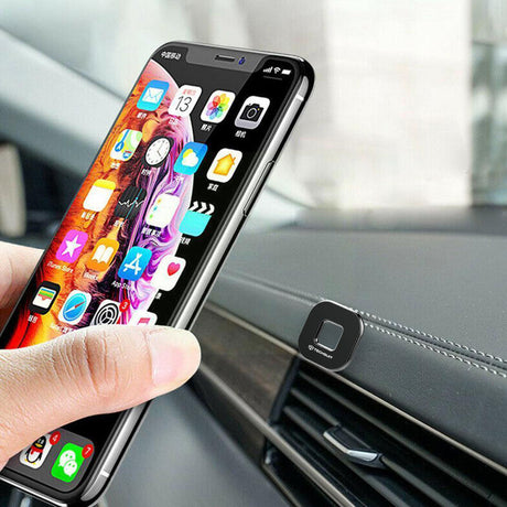 Suport Techsuit Phone Tiny Series (HOLD210), Dashboard Magnetic Grip, Multipurpose Use, Quadrilateral, 2 Metal Plates, Negru