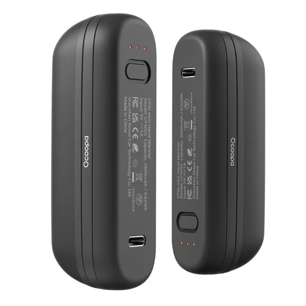 Ocoopa Hand Warmer UT2s Mini (UT2S-MINI-BK), Type-C, with Power Bank, Magnetic Design, MagTwins, 2x 2600mAh, Negru