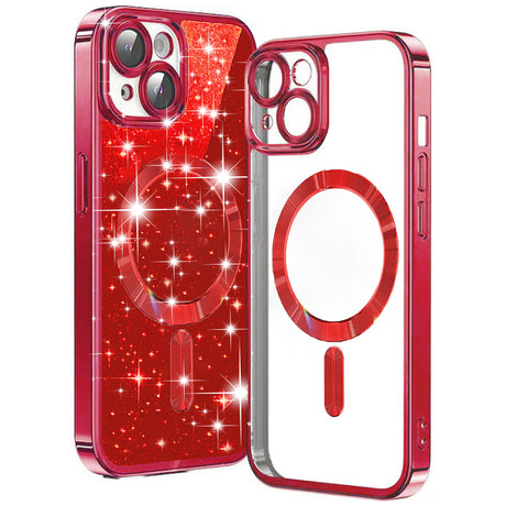 Husa de protectie Techsuit Luxury Glitter MagSafe compatibil cu iPhone 15 Plus, Rosu