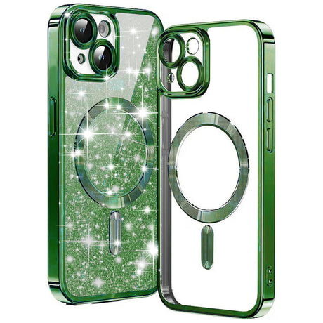 Husa de protectie Techsuit Luxury Glitter MagSafe compatibil cu iPhone 14 Plus, Deep Green