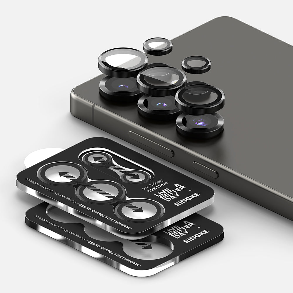Folie Camera pentru Samsung Galaxy S25 Ultra (set 2) - Ringke Camera Lens Frame Glass - Black
