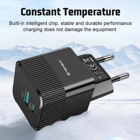 Incarcator Techsuit Premium Tiny Series (CHPD216), GaN, USB QC3.0, Type-C PD25W, Alb