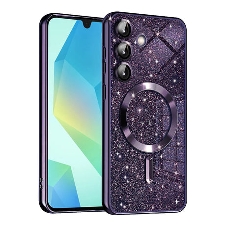 Husa de protectie Techsuit Luxury Glitter MagSafe compatibil cu Samsung Galaxy A16 4G / A16 5G, Mov Inchis