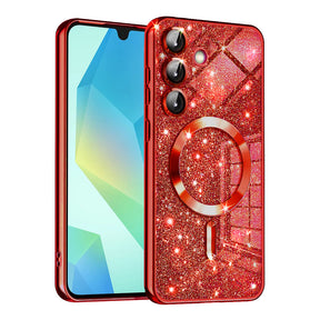 Husa de protectie Techsuit Luxury Glitter MagSafe compatibil cu Samsung Galaxy A16 4G / A16 5G, Rosu
