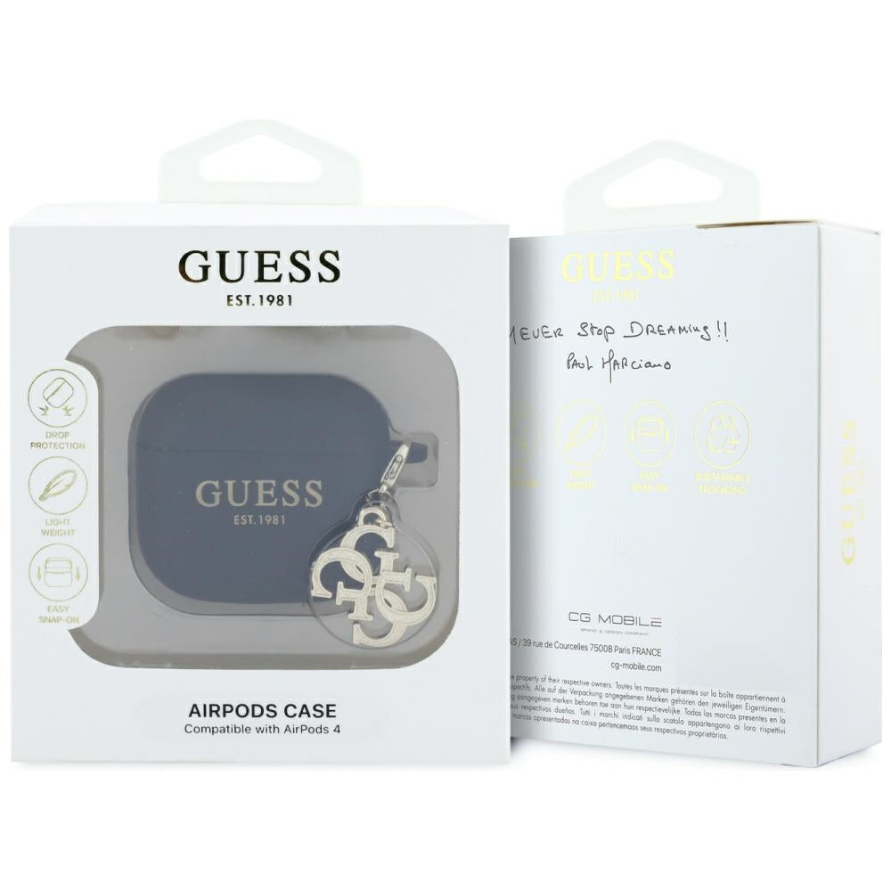 Casti Guess Silicone W/4G Charm (GUA4LECG4K), Apple AirPods 4, Negru
