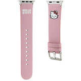 Curea smartwatch Hello Kitty Strap Leather Kitty Head (HKAWMPGKHP) compatibil cu Apple Watch 1/2/3/4/5/6/7/8/9/10/SE/SE 2 (38/40/41/42mm), Roz