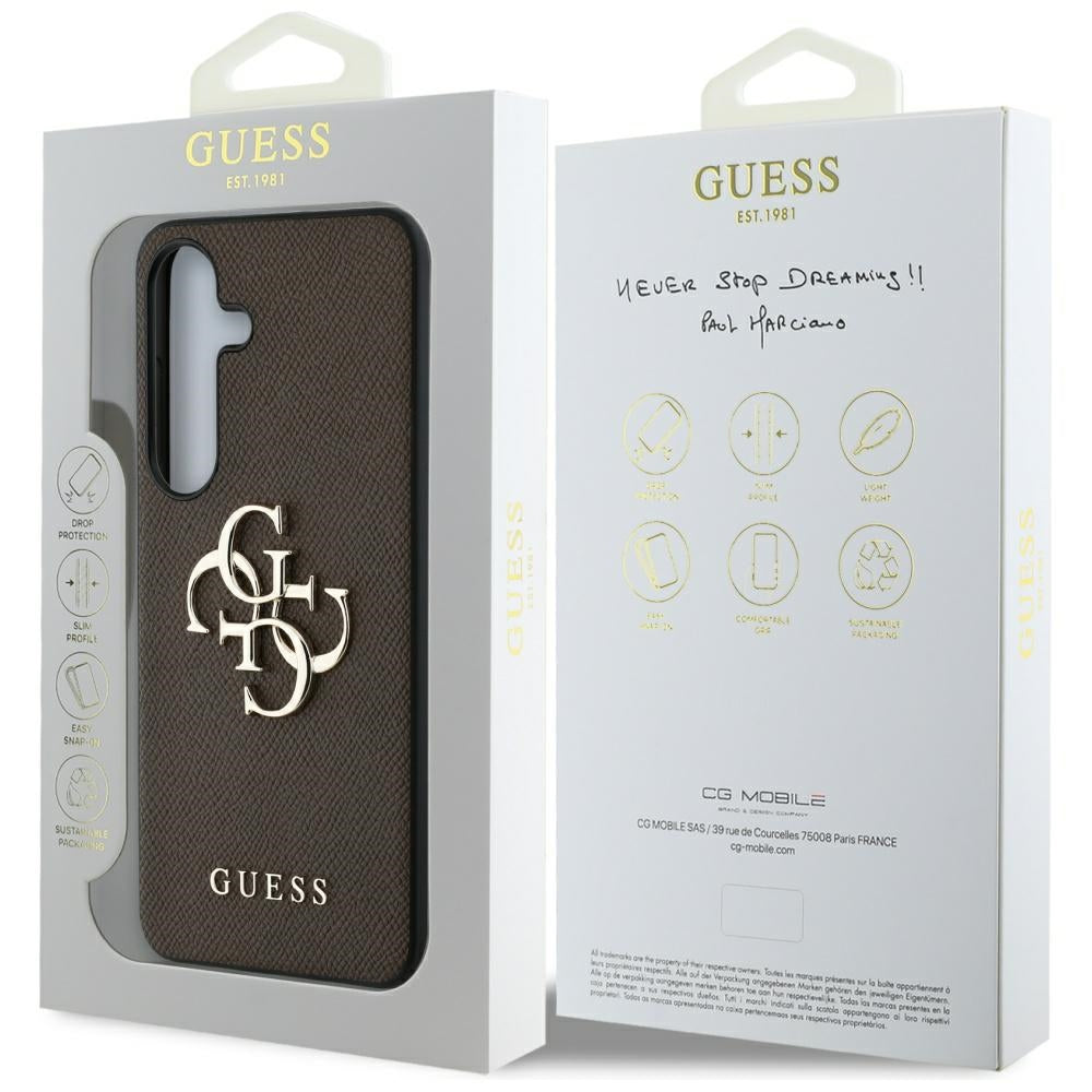 Husa de protectie Guess Hardcase 4G Grained Big and Classic Logo (GUHCS25MPGT4MBW) compatibil cu Samsung Galaxy S25 Plus, Maro