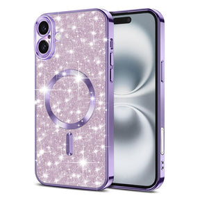 Husa de protectie Techsuit Luxury Glitter MagSafe compatibil cu iPhone 16 Plus, Mov Deschis