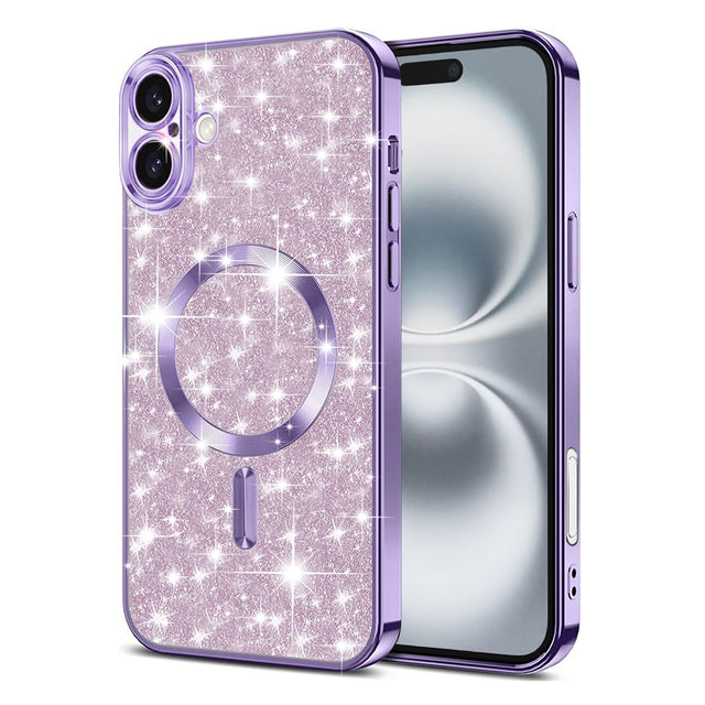 Husa de protectie Techsuit Luxury Glitter MagSafe compatibil cu iPhone 16 Plus, Mov Deschis