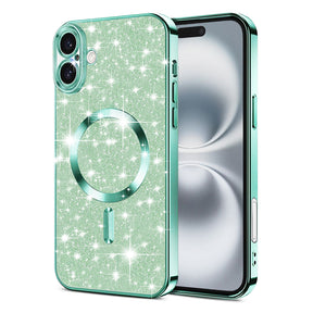 Husa de protectie Techsuit Luxury Glitter MagSafe compatibil cu iPhone 16 Plus, Verde Deschis