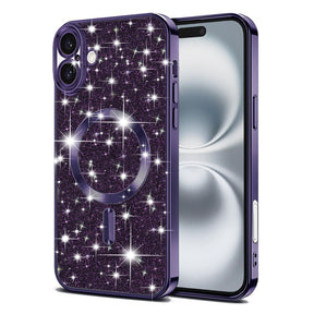 Husa de protectie Techsuit Luxury Glitter MagSafe compatibil cu iPhone 16 Plus, Mov Inchis
