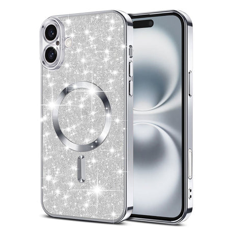 Husa de protectie Techsuit Luxury Glitter MagSafe compatibil cu iPhone 16 Plus, Argintiu