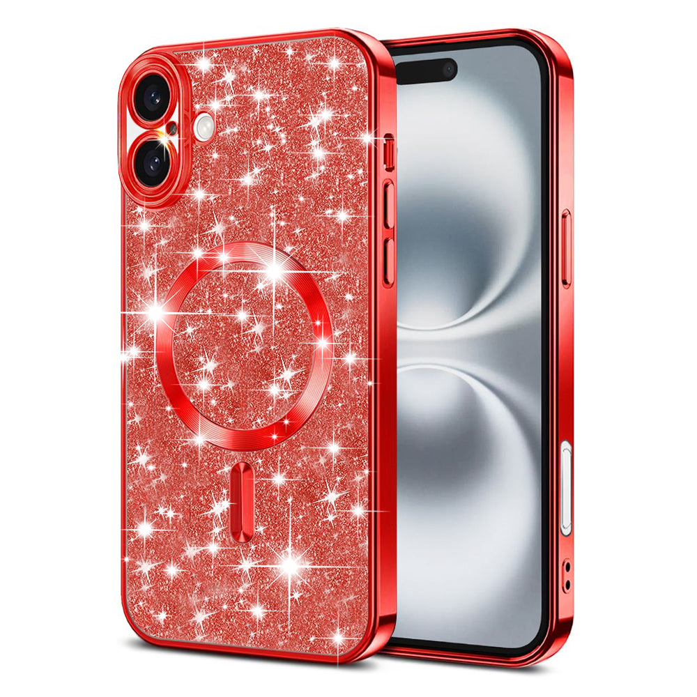 Husa de protectie Techsuit Luxury Glitter MagSafe compatibil cu iPhone 16 Plus, Rosu