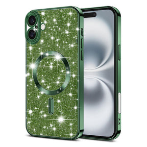 Husa de protectie Techsuit Luxury Glitter MagSafe compatibil cu iPhone 16 Plus, Deep Green