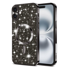 Husa de protectie Techsuit Luxury Glitter MagSafe compatibil cu iPhone 16 Plus, Negru