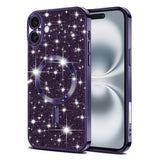Husa de protectie Techsuit Luxury Glitter MagSafe compatibil cu iPhone 16, Mov Inchis