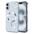Husa de protectie Techsuit Luxury Glitter MagSafe compatibil cu iPhone 16, Albastru Deschis