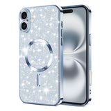 Husa de protectie Techsuit Luxury Glitter MagSafe compatibil cu iPhone 16, Albastru Deschis