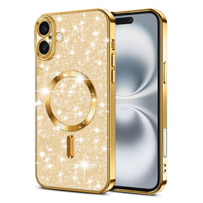 Husa de protectie Techsuit Luxury Glitter MagSafe compatibil cu iPhone 16, Auriu