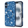Husa de protectie Techsuit Luxury Glitter MagSafe compatibil cu iPhone 16, Albastru Inchis