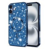 Husa de protectie Techsuit Luxury Glitter MagSafe compatibil cu iPhone 16, Albastru Inchis