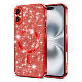 Husa de protectie Techsuit Luxury Glitter MagSafe compatibil cu iPhone 16, Rosu