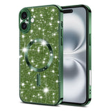 Husa de protectie Techsuit Luxury Glitter MagSafe compatibil cu iPhone 16, Deep Green