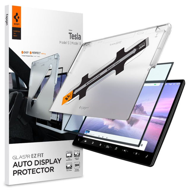 Folie de protectie Spigen Glas.tR EZ-FIT (AGL04688) compatibil cu Tesla Model X 2022 / Model S 2021, Negru