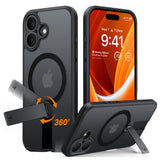 Husa de protectie Torras Pstand Spin MagSafe compatibil cu iPhone 16, Negru