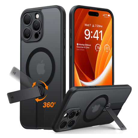 Husa de protectie Torras Pstand Spin MagSafe compatibil cu iPhone 16 Pro, Negru