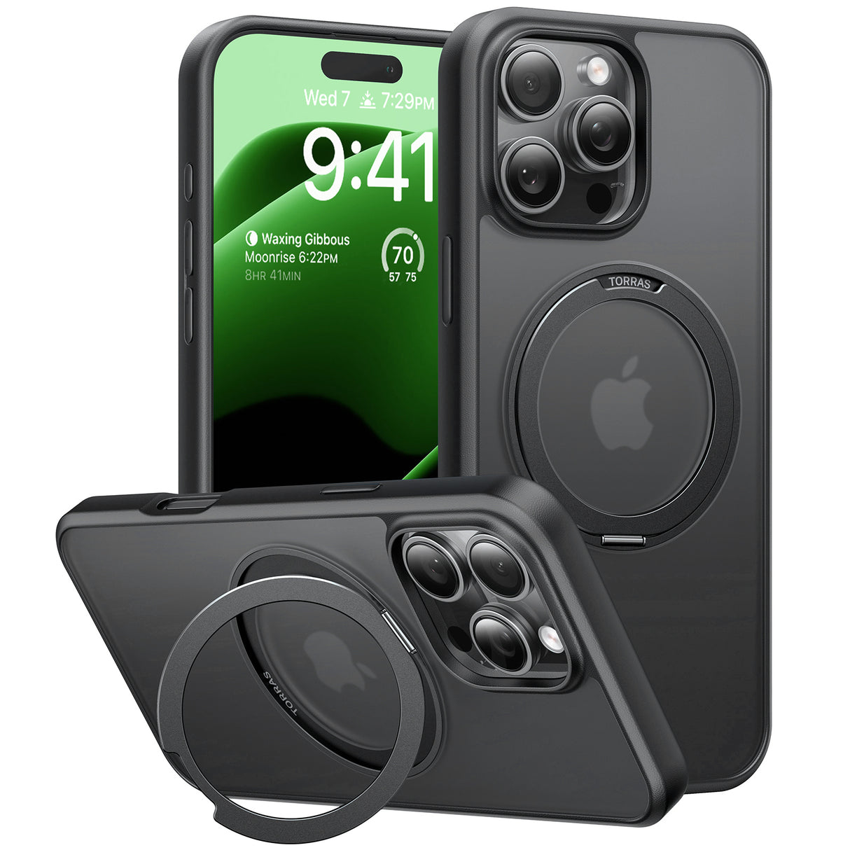 Husa de protectie Torras Ostand Pro MagSafe Series compatibil cu iPhone 16 Pro, Negru