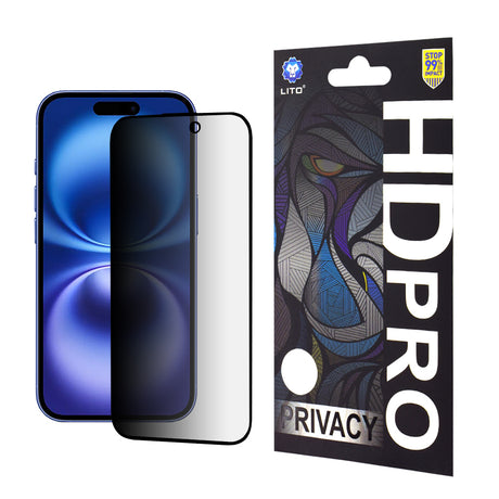 Folie de protectie Lito HD Pro Privacy compatibil cu iPhone 16, Negru